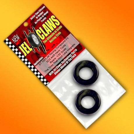 Racing Tires (rears) for SCX AAR Cuda Jel Claws slot car tire set for ST 1053, front view