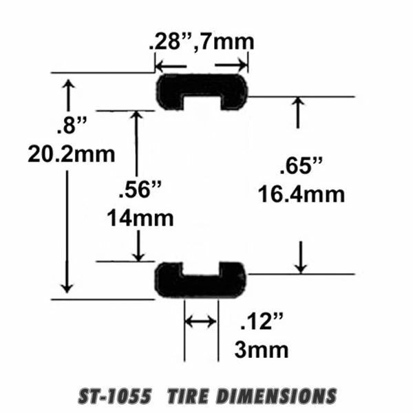 Whitewall Slot Car Tires for Ninco Classics, Austin Healey, Ferrari 166m, Tr250, Jaguar Jel Claws tires for ST 1055-W, view 3