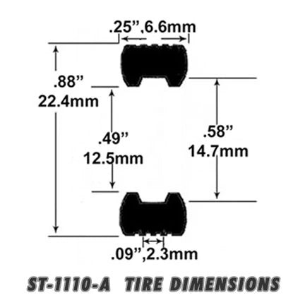 Slot Car Tires for Aston Martin DBR 1 - Front and Rear Jel Claws slot car tire set for ST 1110-A, view 3