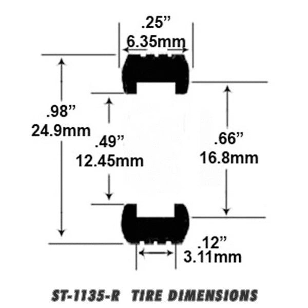 Slot Car Tires for Early Revell, Marx 2-piece Wheel, Ferrari, GTO & Others with Jel Claws tires for ST 1135-R, view 3