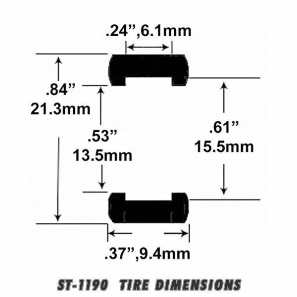 Slot Car Tires for MRRC Chaparral, Cobra, Slot It & BWA Wheels Jel Claws slot car tire set for ST 1190, view 3