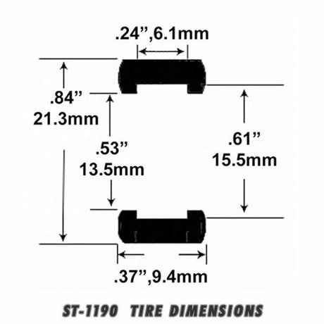 Slot Car Tires for MRRC Chaparral, Cobra, Slot It & BWA Wheels Jel Claws slot car tire set for ST 1190, view 3