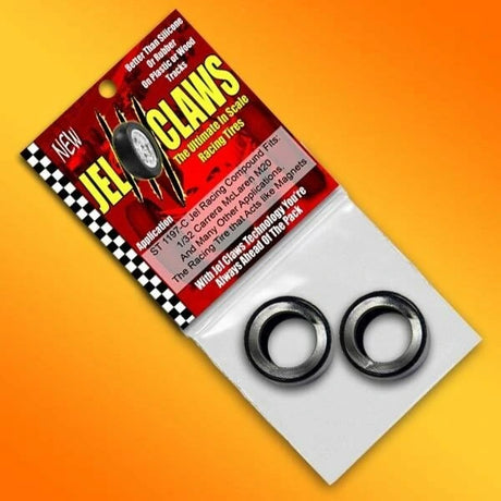 Slot Car Tires for Carrera Mclaren M20 Jel Claws slot car tire set for ST 1197-C, front view