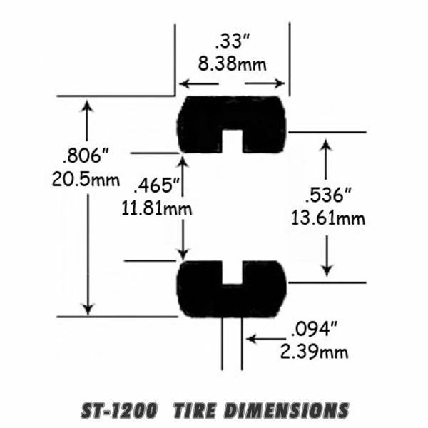 Slot Car Tires for Hornby Nascar Taurus Jel Claws slot car tire set for ST 1200, view 3