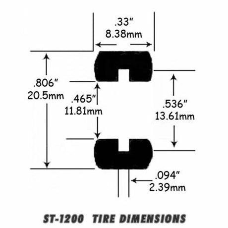 Slot Car Tires for Hornby Nascar Taurus Jel Claws slot car tire set for ST 1200, view 3