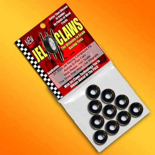 Slot Car Tires for Aurora G Plus Cars, Rear Tires with Smooth Wheels, HO Scale Slick Jel Claws tires for ST 2050, view 2