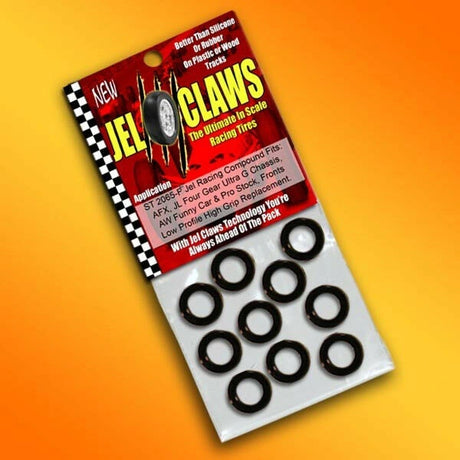 Slot Car Tires for Afx, Jl, AW Four Gear Ultra G Chassis, Fronts Jel Claws slot car tire set for ST 2065-F, view 2