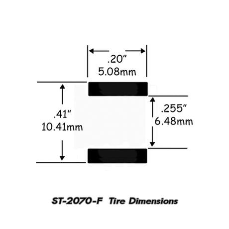 Slot Car Tires for Tyco Magnum 440-x2, Mega G, Tomy AFX Turbo - Fronts Jel Claws slot car tire set for ST 2070-F, view 3