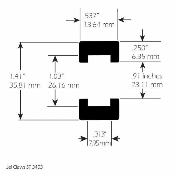 Tire for Carrera '34 Ford Hot Rod Jel Claws slot car tire set for ST 3403, side view
