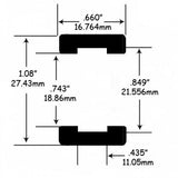 Racing Tires (rears) for BRM Slot Cars Jel Claws slot car tire set for ST 3404, side view