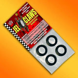 Slot Car Tires for Carrera Go!!! NASCAR Jel Claws slot car tire set for ST 4304, front view