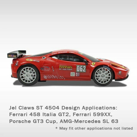 Racing Tires (rears) for Carrera Go!!! Ferrari 458 Italia Jel Claws slot car tire set for ST 4504, detail view
