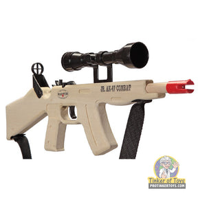 Toy rifle with scope, sling, and yellow ammo for play for Magnum Rubber Band Guns GL2JRAK47CSS