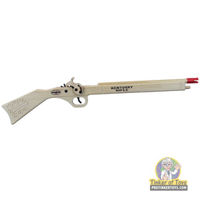 Wooden toy rifle with blue and red ammo bands for Magnum Rubber Band Guns GL2KR