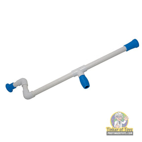 White plastic blow gun with blue accents for marshmallow launching for Magnum Rubber Band Guns GL2MBG
