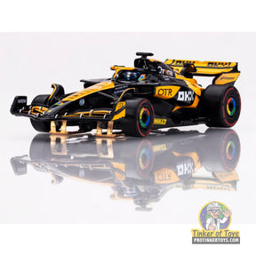 McLaren MCL38 race car model, yellow and black livery, for collectors for AFX/Racemasters 22104