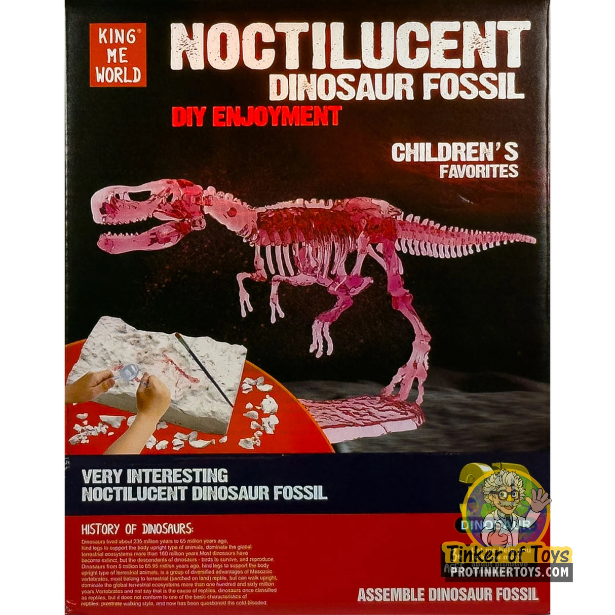 Noctilucent Dinosaur Fossil Assembly Kit with Glow Figure (Tyrannosaurus Rex) | IMX17215 | King Me World