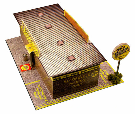 Motorcycle Shop Model Photo Real scale building kit for BK 3201, detail view