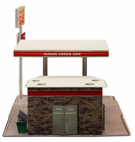 Gas Station Photo Real scale building kit for BK 3208, side view