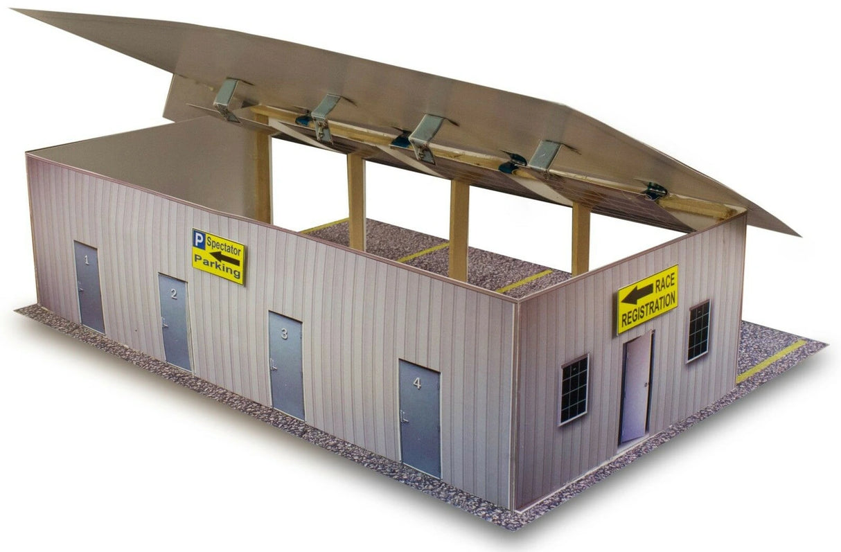 4 Stall Pit Garage Photo Real scale building kit for BK 4811, side view