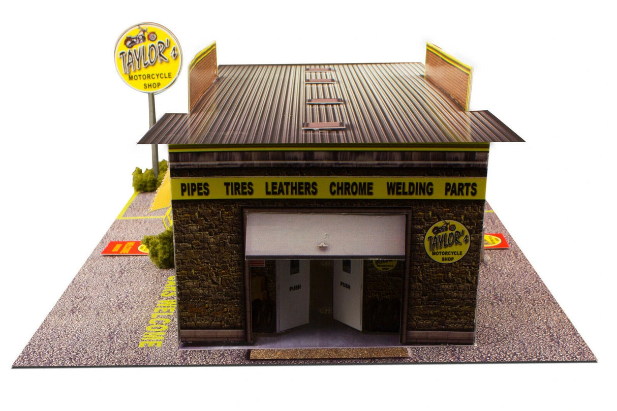 Motorcycle Shop Photo Real scale building kit for BK 6401, detail view