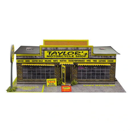Motorcycle Shop Photo Real scale building kit for BK 6401, side view