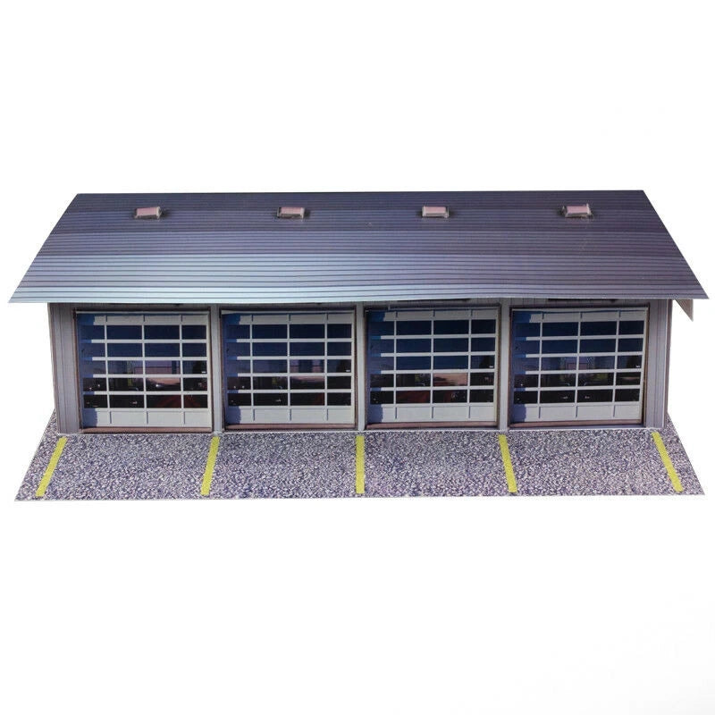 4 Stall Pit Garage Photo Real scale building kit for BK 6411, front view