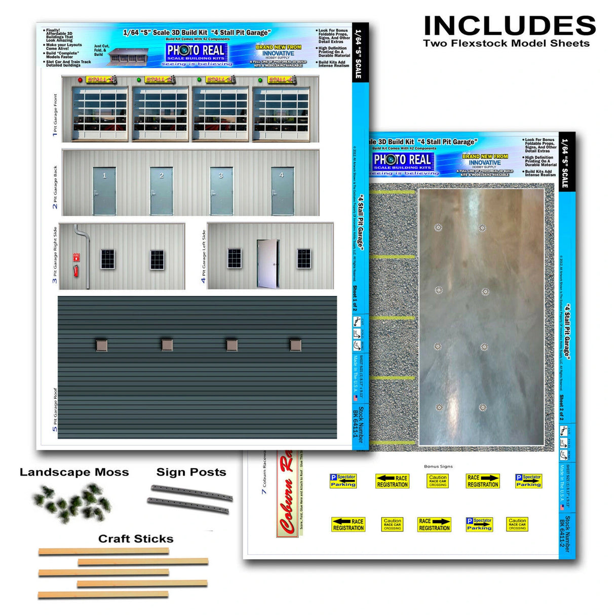 4 Stall Pit Garage Photo Real scale building kit for BK 6411, detail view