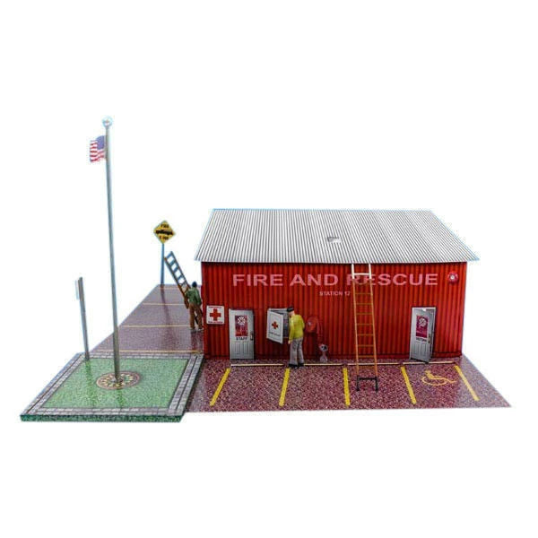 Fire Department Photo Real scale building kit for BK 6414, package view