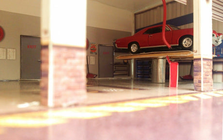 Pit Stop Garage Photo Real scale building kit for BK 6423, rear view
