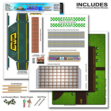 1/64 "winners Podium Photo Real scale building kit for BK 6427, detail view