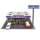 1/64 Wynn Auto Parts Store Kit Model Diorama Scenery Photo Real scale building kit for BK 6435, front view