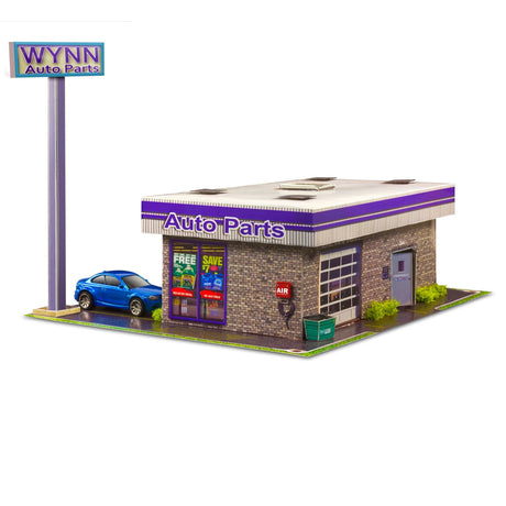 1/64 Wynn Auto Parts Store Kit Model Diorama Scenery Photo Real scale building kit for BK 6435, side view