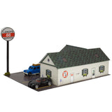 Leroy's Gas Station Photo Real scale building kit for BK 6447, front view