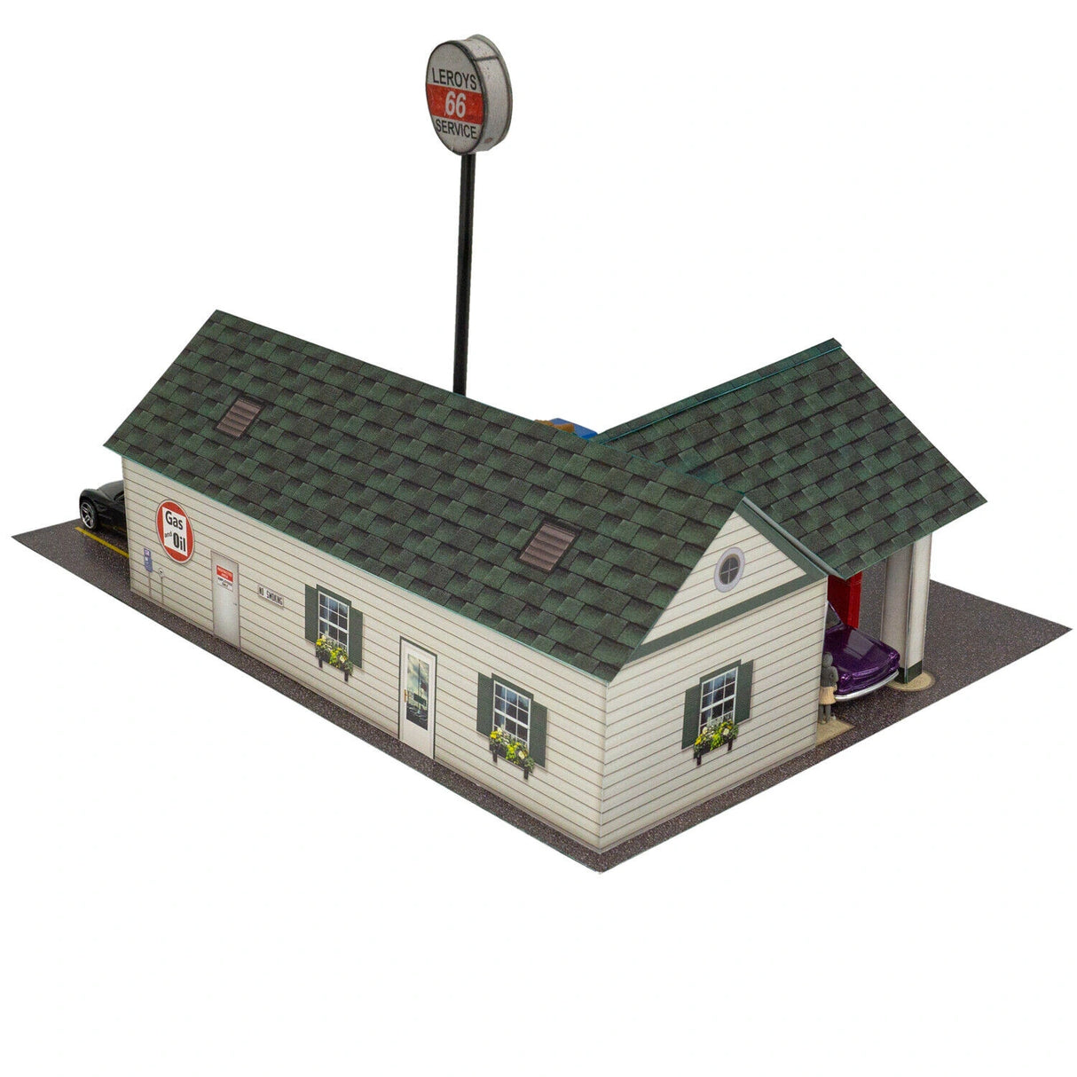 Leroy's Gas Station Photo Real scale building kit for BK 6447, detail view