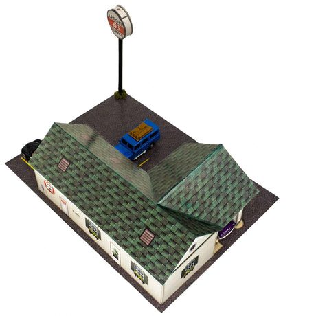 Leroy's Gas Station Photo Real scale building kit for BK 6447, rear view
