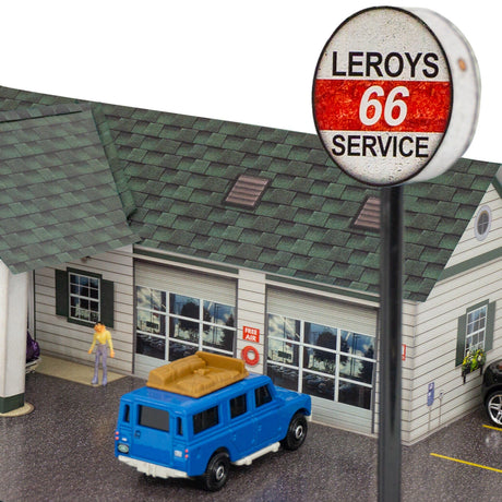 Leroy's Gas Station Photo Real scale building kit for BK 6447, top view
