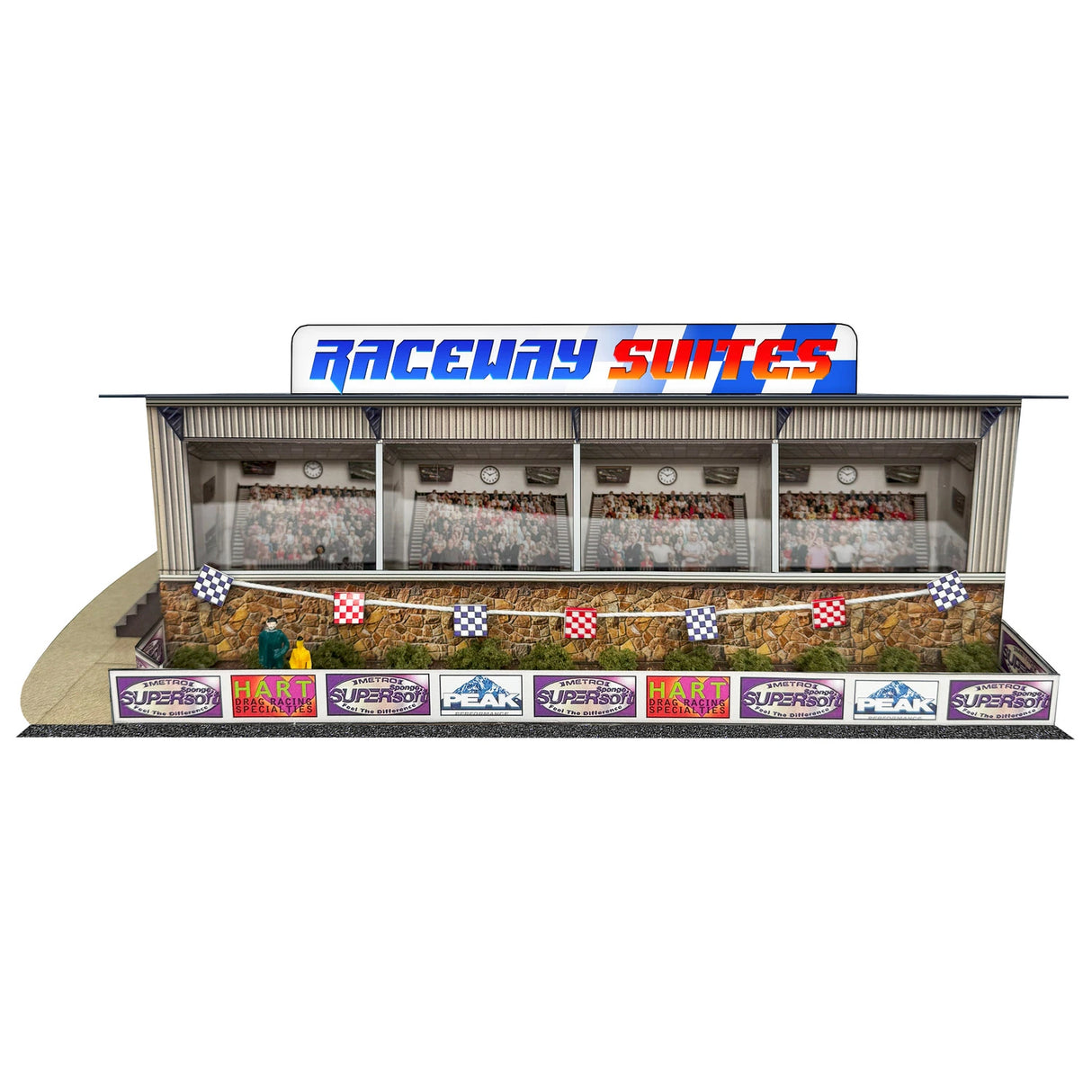 1/64 Raceway Suites Photo Real scale building kit for BK 6477, main view