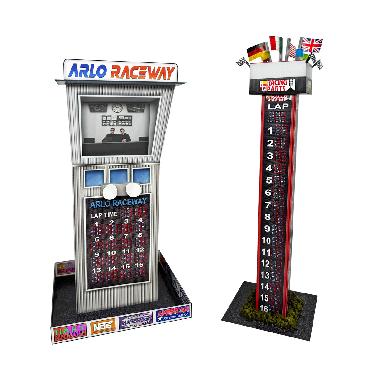 Arlo Raceway Tower Photo Real scale building kit for BK 6478, main view