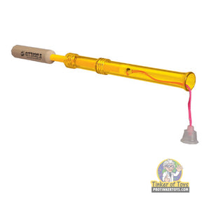 Yellow toy gun with a rubber band launcher and attached string for Magnum Rubber Band Guns GL2PSPOP