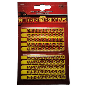 Assortment of 100 single shot caps for toy rifles and pistols for Parry Toys 917, front view