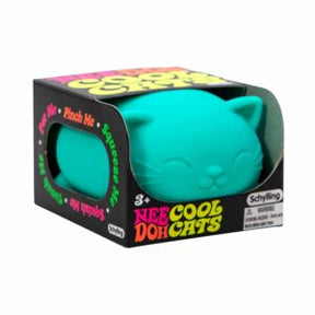 Toy cat squishy toy in its open box packaging for Schylling CCND
