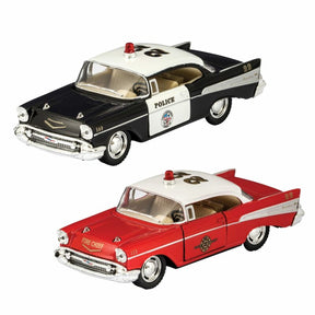 Black police and red fire chief diecast Chevrolet Bel Air cars for Schylling DCPFBA