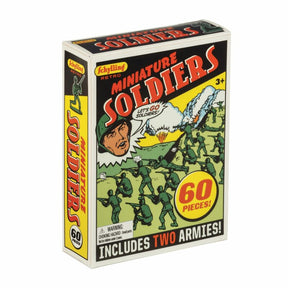 Box set with 60 retro mini soldiers, includes two armies for play for Schylling RMSP