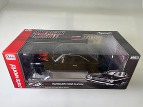 Black 1/18 scale model of a 1969.5 Plymouth Road Runner hardtop for Round2 AMM1232