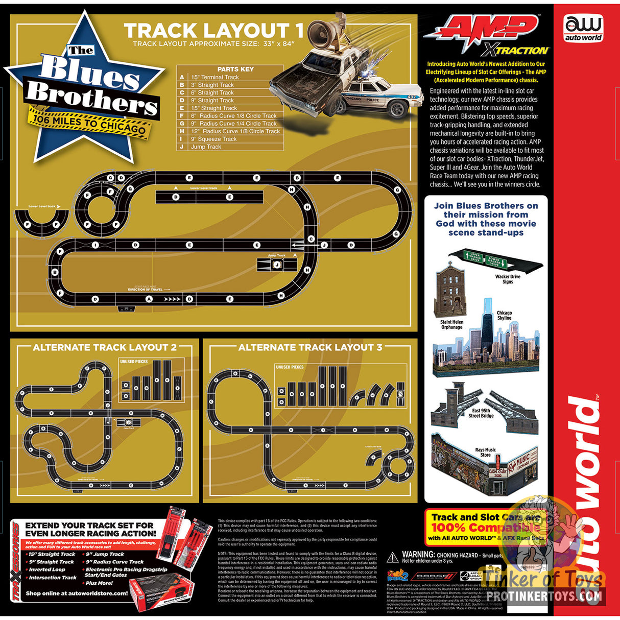 28' Blues Brothers 106 Miles to Chicago Slot Race Set | SRS359 | Auto World