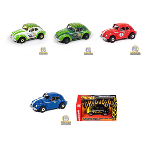 Super Beetle Five: Volkswagen HO Slot Car 5-Car Bundle — Auto World bundle collage