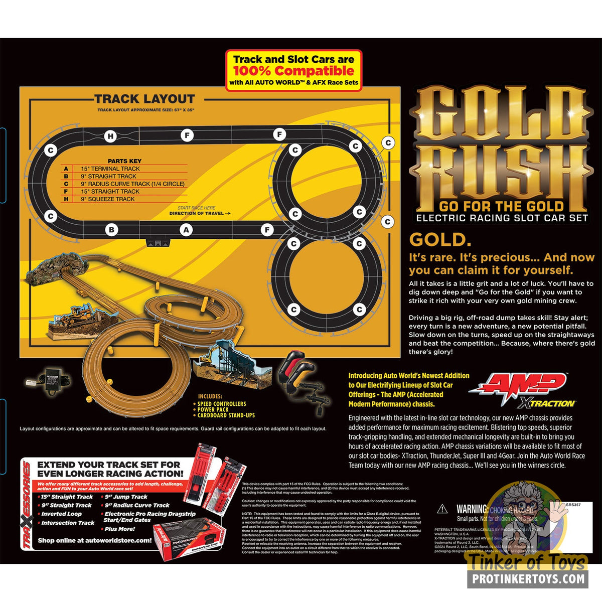 Slot car track layout for gold rush racing set for Auto World SRS357