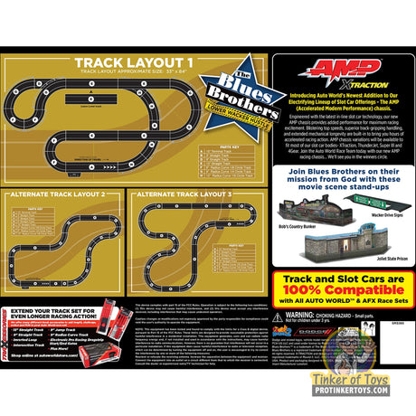 Slot car track layout for Blues Brothers race set for Auto World SRS360