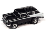 Black and white 1955 Chevy Bel Air Nomad scale model car for Auto World CP7981